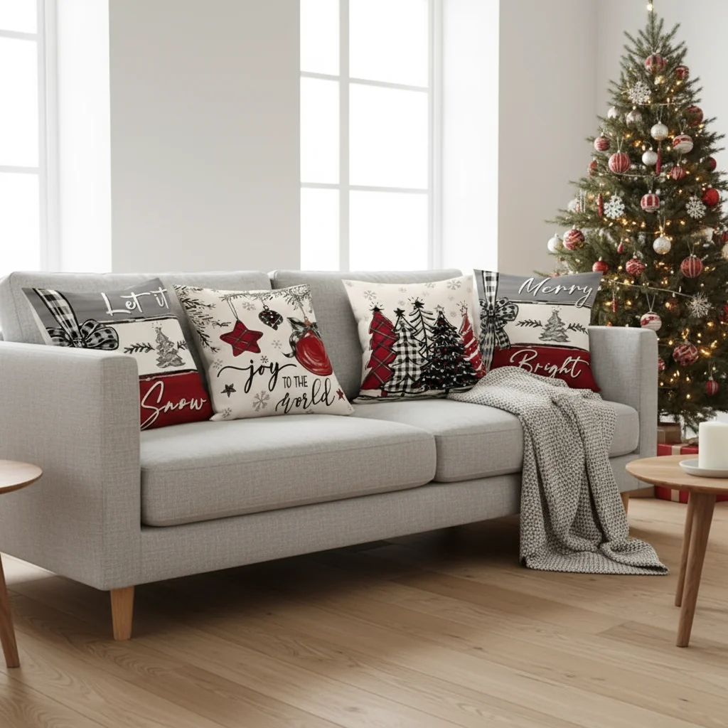 Farmhouse Christmas Throw Pillows for Cozy Seating — Farmhouse Christmas Decor