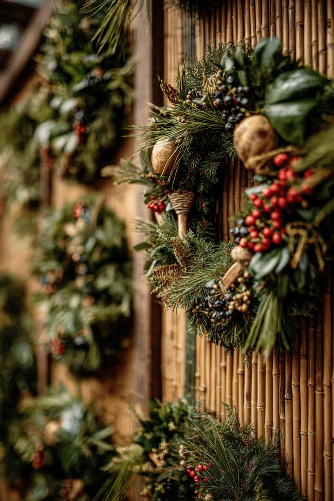 Hang Natural Christmas Wreaths on an Outdoor Wall Hang Natural Christmas Wreaths on an Outdoor Wall — Simple Christmas Outdoor Decor