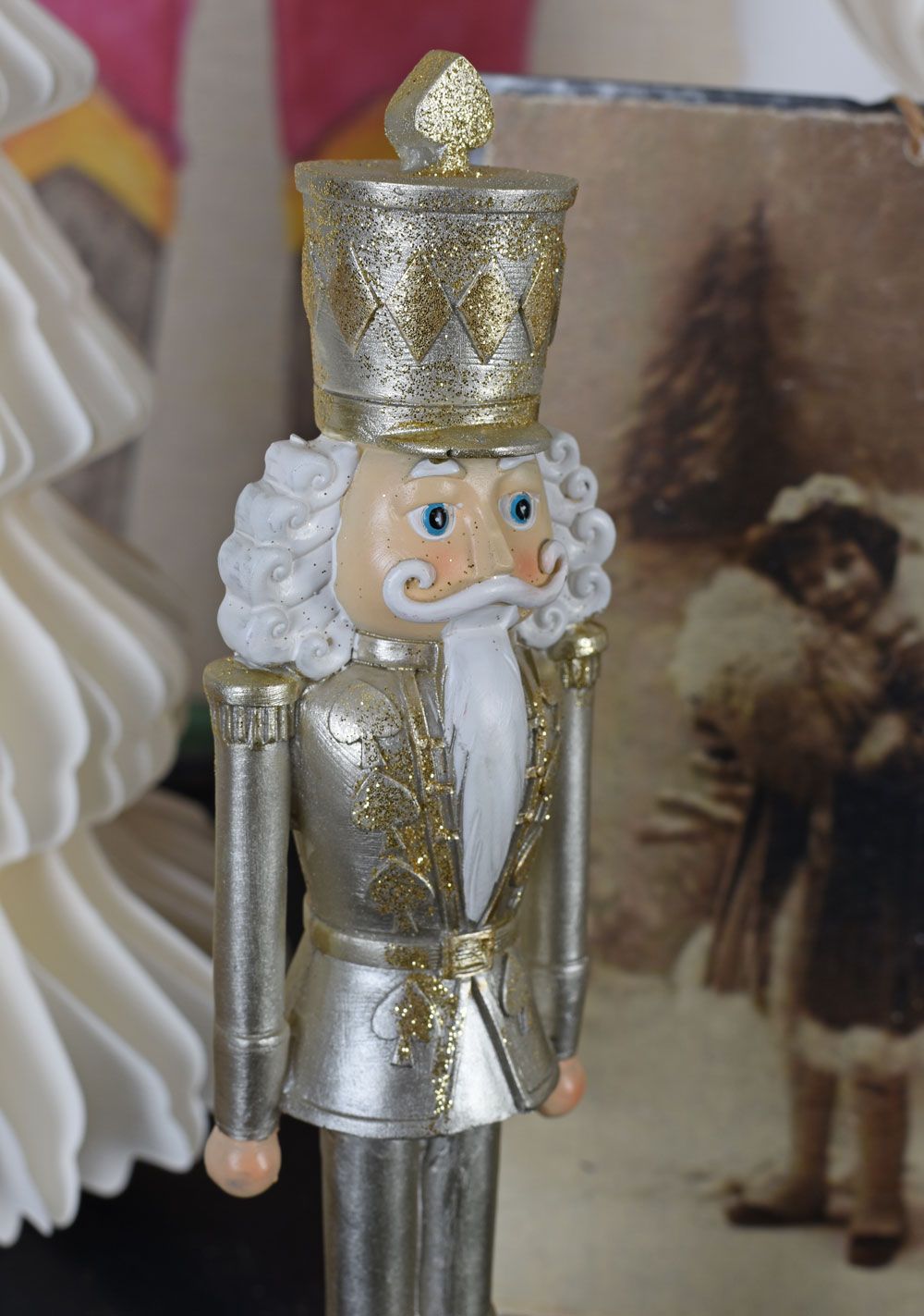 Sparkling Silver and Gold Nutcracker Figure — Nutcracker Display