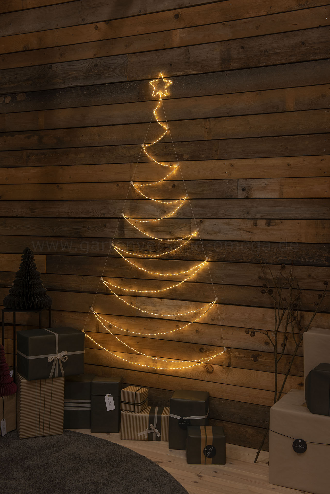 Rustic LED Light Silhouette Christmas Tree — Wall Christmas Tree