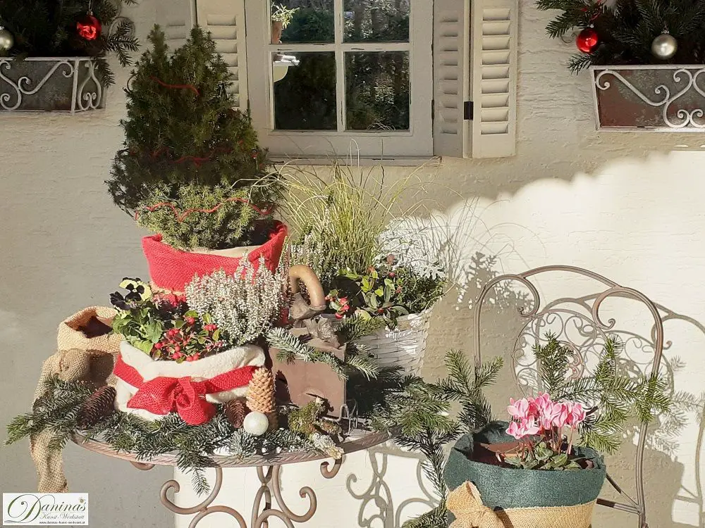Rustic Outdoor Christmas Plant Arrangements — DIY Christmas Decor