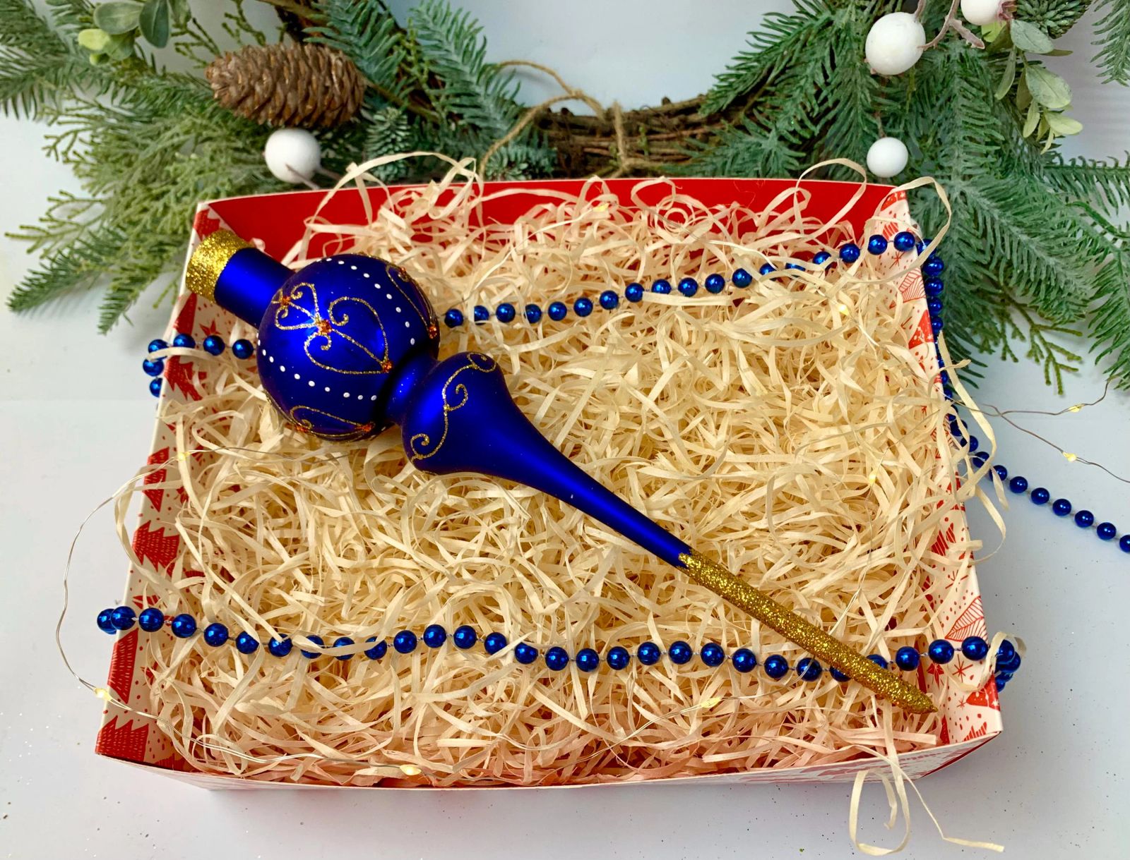 Vintage Metallic Blue Spherical Tree Topper Vintage Metallic Blue Spherical Tree Topper — Christmas Tree Topper