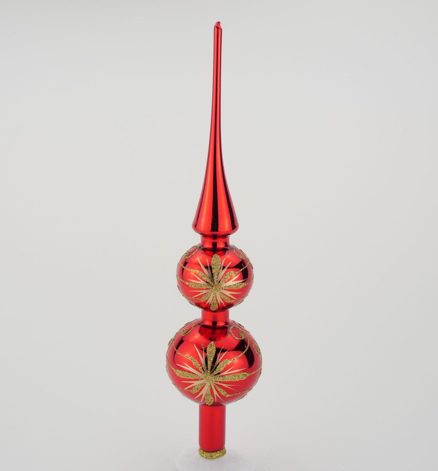 Vibrant Red Glass Topper with Gold Starburst Accents Vibrant Red Glass Topper with Gold Starburst Accents — Christmas Tree Topper