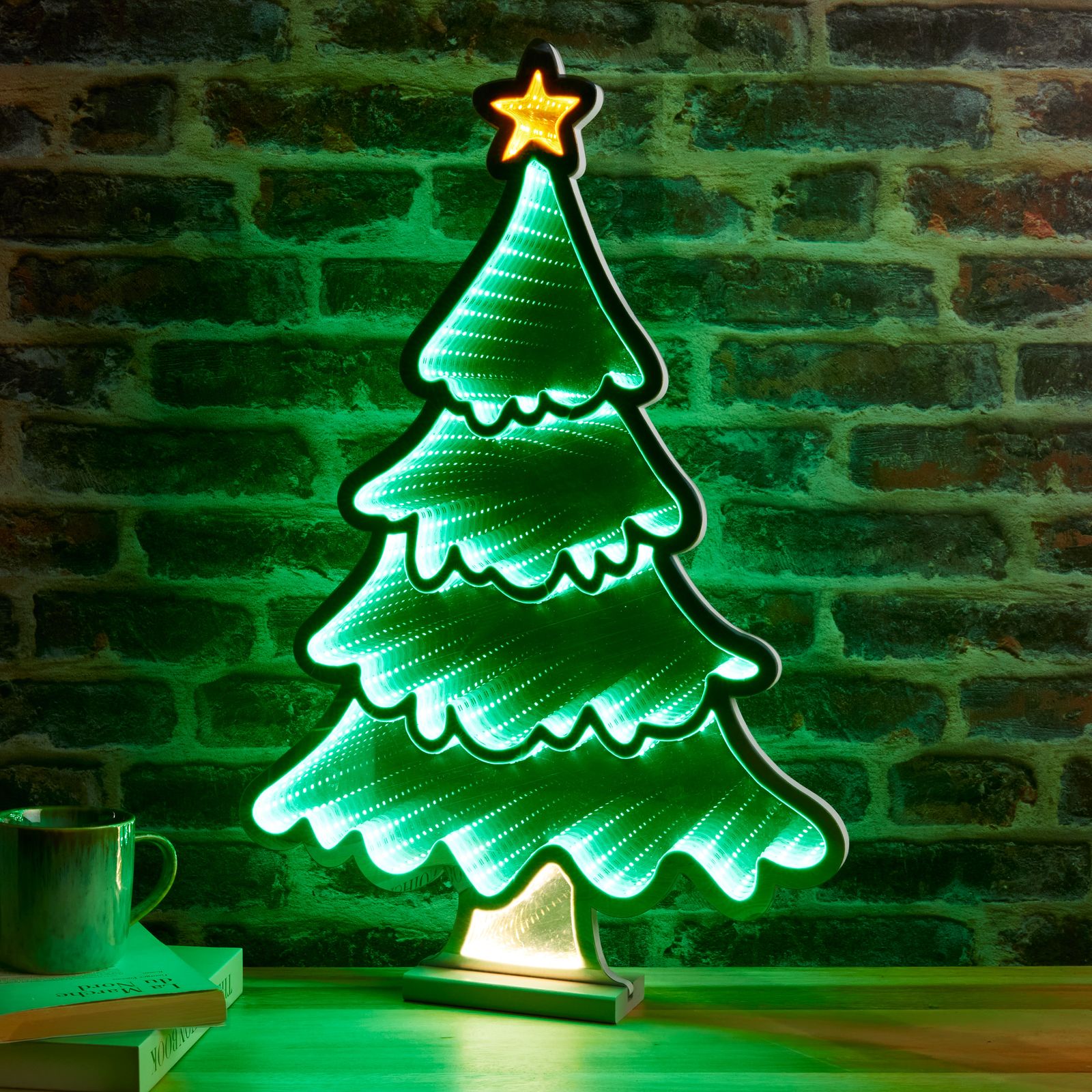 Modern Infinity Mirror Christmas Tree Decoration Modern Infinity Mirror Christmas Tree Decoration — Sage Green Christmas Decor