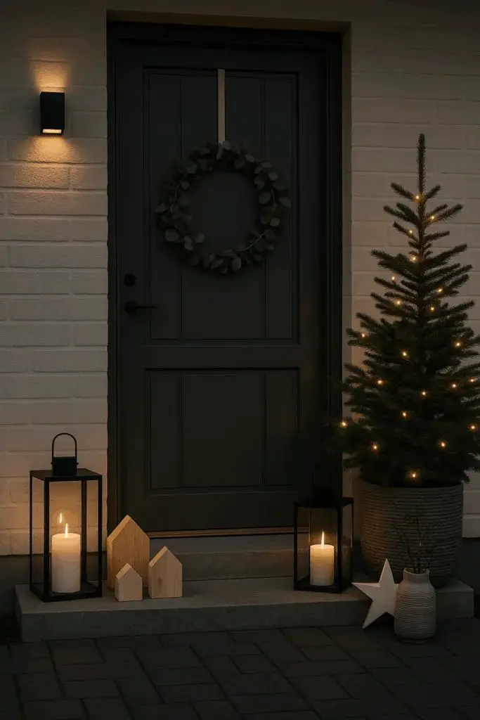 Use Minimalist Black Lanterns for a Modern Christmas Porch — Christmas Porch Lanterns