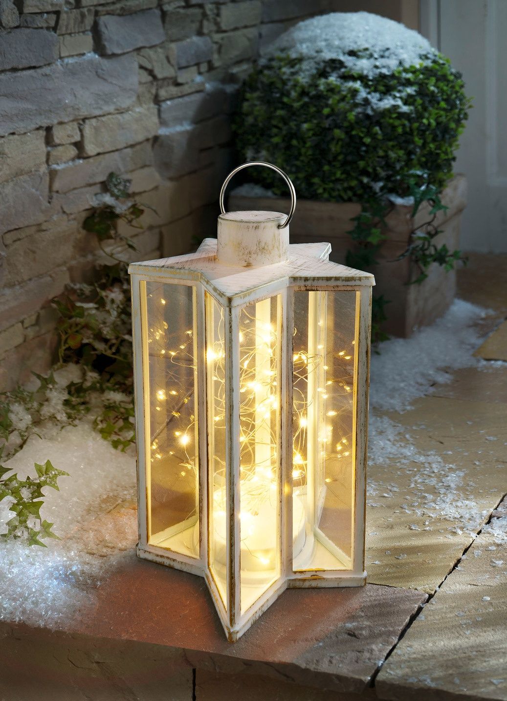Illuminate with a Star-Shaped Lantern and Fairy Lights — Christmas Porch Lanterns