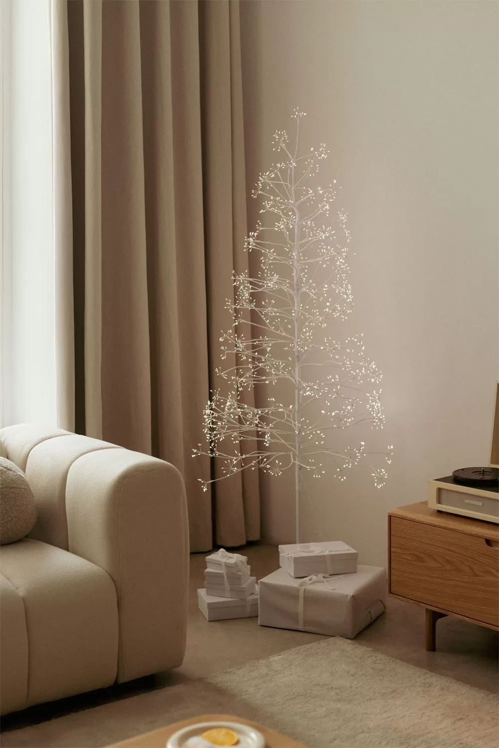 Minimalist White Wire Tree with Delicate Lights Minimalist White Wire Tree with Delicate Lights — Small Christmas Tree Decor