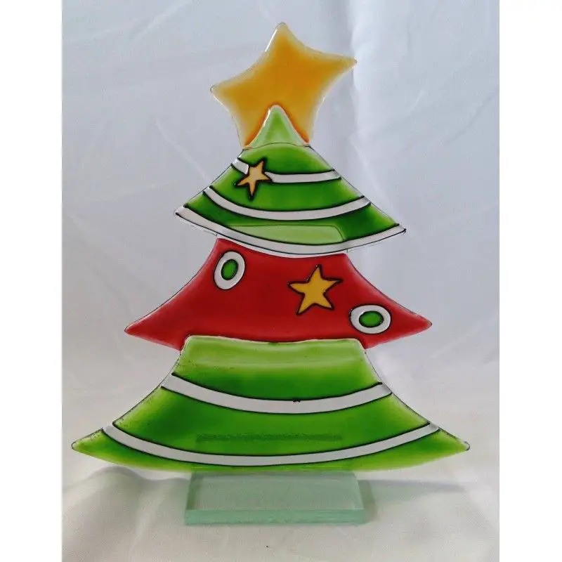 Kitschy Fused Glass Christmas Tree in Red and Green Kitschy Fused Glass Christmas Tree in Red and Green — Red and Green Christmas Tree