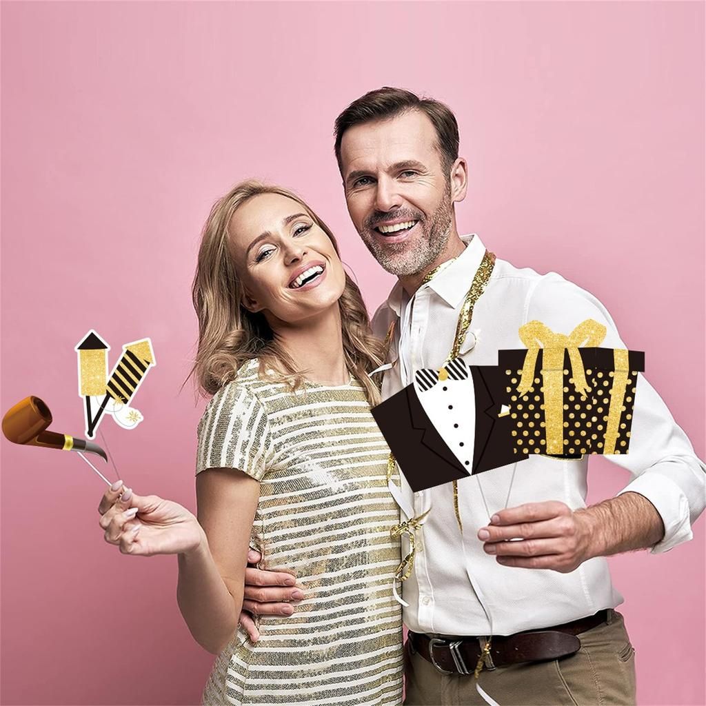 Festive Props with Gold Glitter Accents — New Years Eve Party 2027
