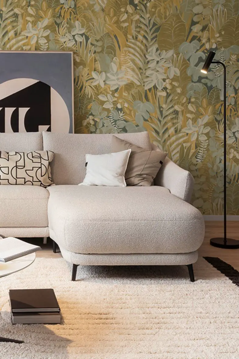 Modern Hygge Living Room with Cream Boucle Sofa Modern Hygge Living Room with Cream Boucle Sofa — Hygge Home Decor