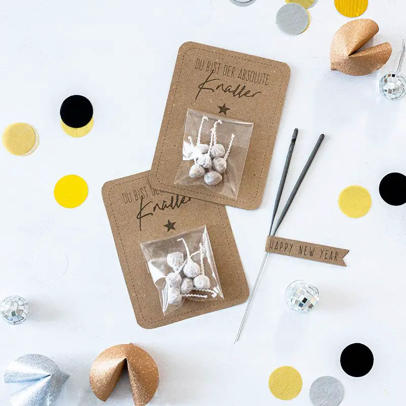 Kraft Paper Cards with Firecrackers and Sparklers — New Years Eve Party 2027